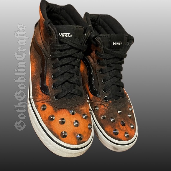 Upcycled Vans Hi Top Sneakers - Picture 1 of 6